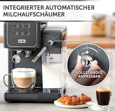 Кофемашина на 2 чашки с насадкой для вспенивания молока Breville Prima Latte III, черная