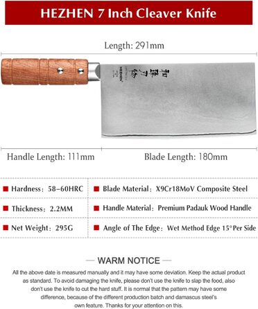 Нож-топорик для мяса 18 см YM3L Series HEZHEN