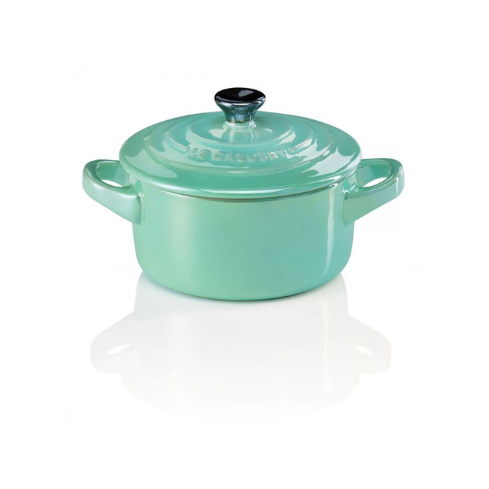 Мини-кокотница с крышкой 10 см, бирюзовая Cool Mint Metallic Le Creuset