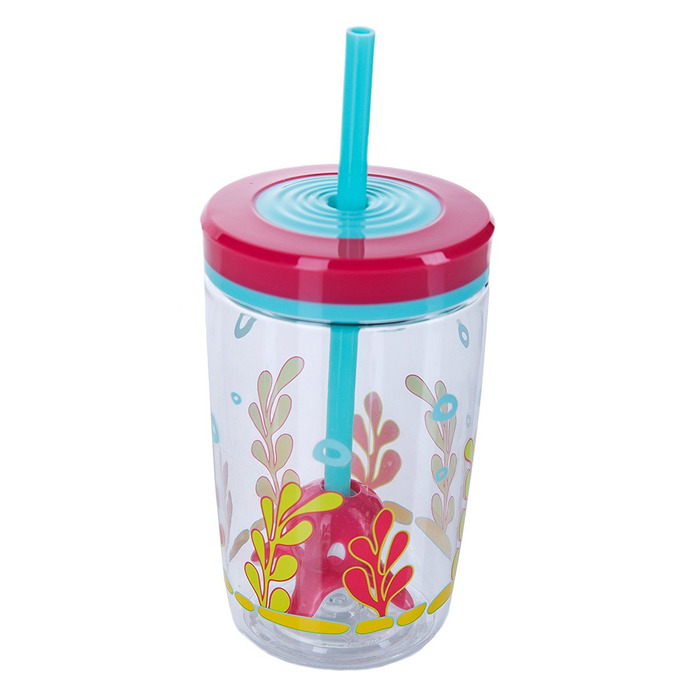 Стакан детский с трубочкой розовый 0,47 л Floating Straw Tumbler Contigo