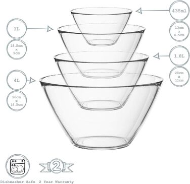 Набор из 4 кухонных мисок Basic Bormioli Rocco