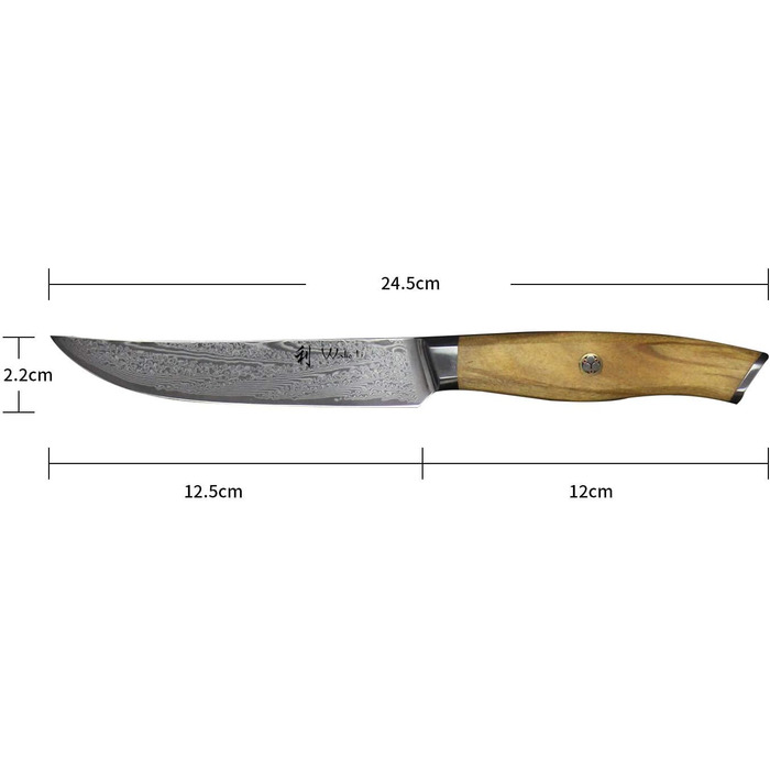 Набор из 6 дамасских ножей для стейка с рукоятками из оливкового дерева 12,5 см Wakoli Exclusive