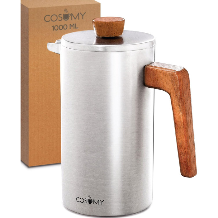 

Cosumy Френч-пресс из нержавеющей стали и дерева 1 л Cosumy, Серебро