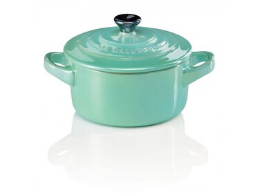 Мини-кокотница с крышкой 10 см, бирюзовая Cool Mint Metallic Le Creuset