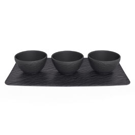 Набор из 3 пиал с блюдом-подставкой Black/Gray Manufacture Rock Villeroy & Boch