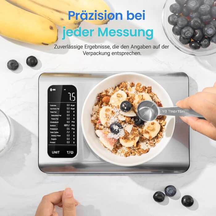 Весы кухонные цифровые до 5 кг 26,5 x 18 x 3 см Silver COSORI