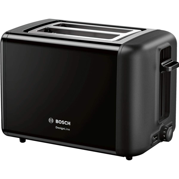 

Bosch Hausgeräte Тостер Bosch DesignLine / 970 Вт / на 2 ломтика / с насадкой для булочек / с функцией размораживания, Чёрный