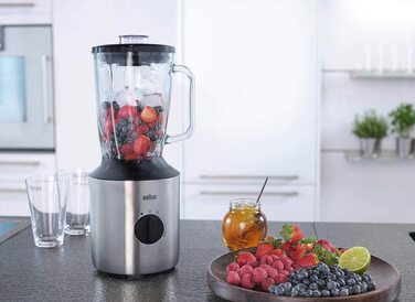 Настольный блендер Braun PowerBlend 3 JB / 800 Вт / стеклянный контейнер 1.5 л / 2 стакана Smoothie2Go 600 мл