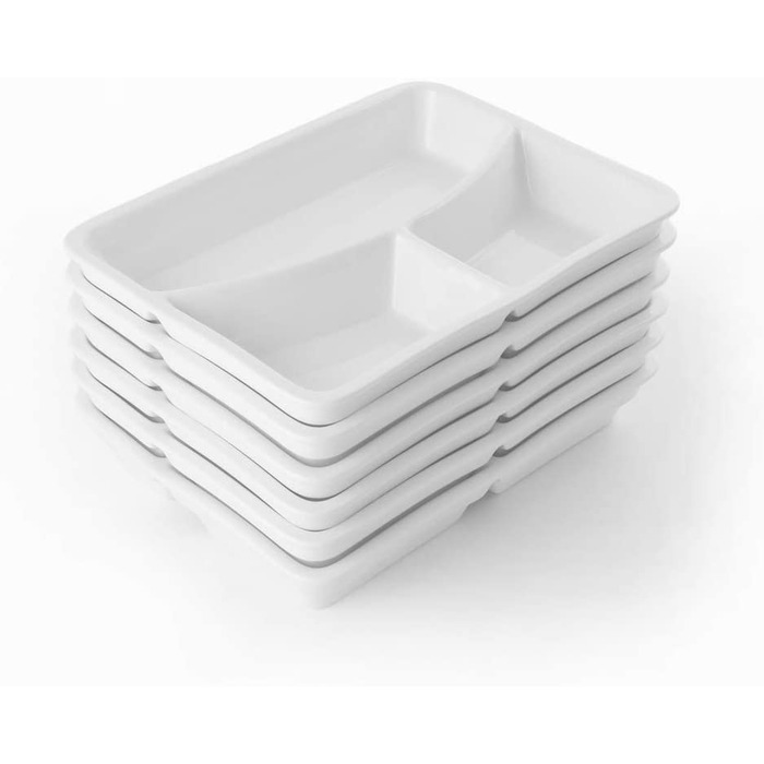 Прямоугольные тарелки для барбекю Holst Porcelain Value Pack, 3-секционные, 6 предметов