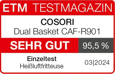 Аэрофритюрница двухкамерная 8,5 л 1800 Вт Balck XXL COSORI
