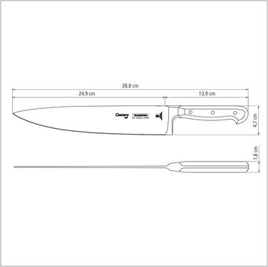 Поварской нож Tramontina CENTURY из нержавеющей стали, 25 см
