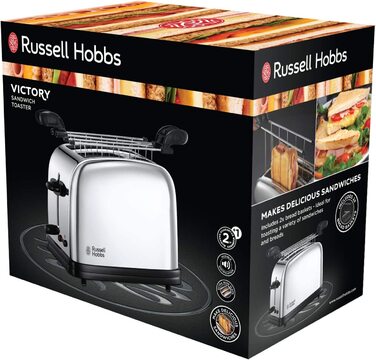 Тостер Russell Hobbs / 1200 Вт / на 2 ломтика / 6 ступеней / с насадкой для булочек